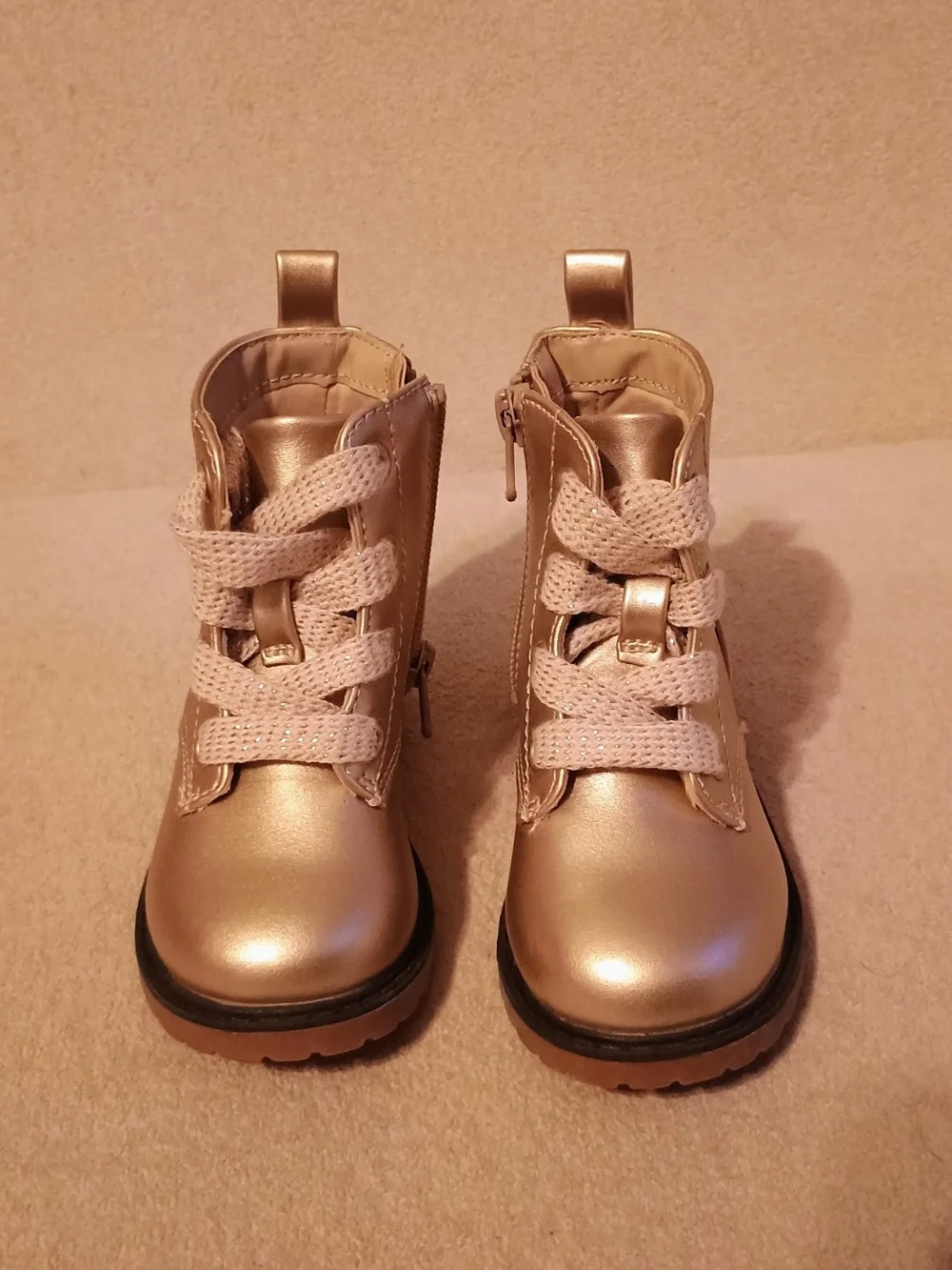 Cat & Jack Kids Metallic Gold Lace-Up Boots Size 6